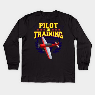 Pilot In Training Airplane Future Pilot Kids Long Sleeve T-Shirt